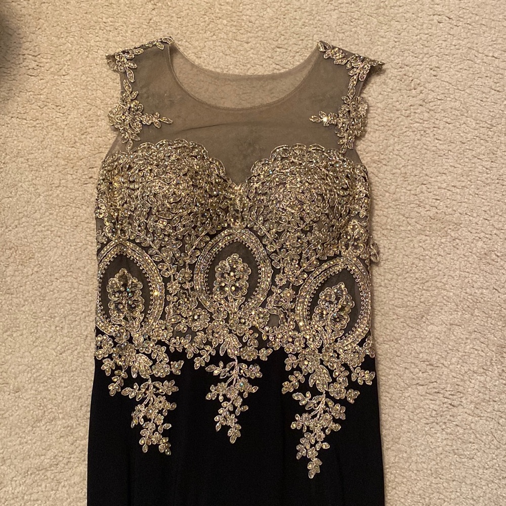 Black and gold homecoming/prom dress